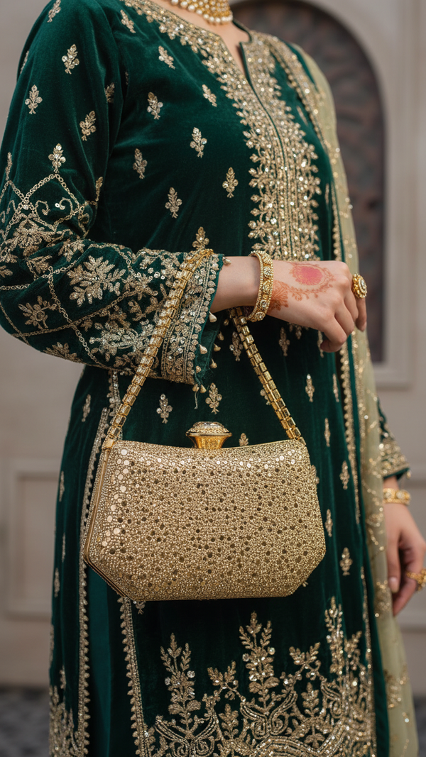 Golden Bridal Clutch P24338