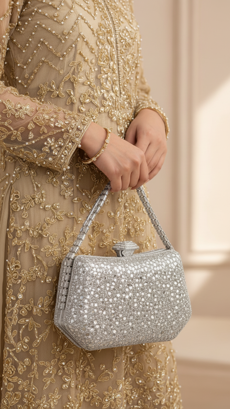 Silver Bridal Clutch P24338