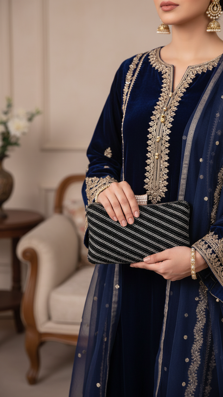 Black Bridal Clutch P24355