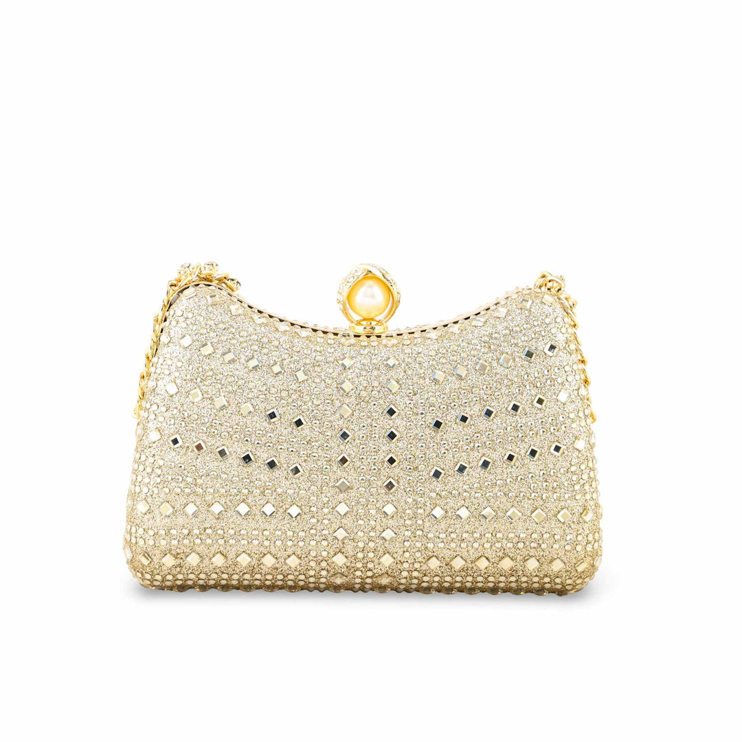 Golden Fancy Clutch For Ladies P24385