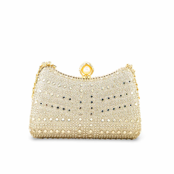 Golden Fancy Clutch For Ladies P24385