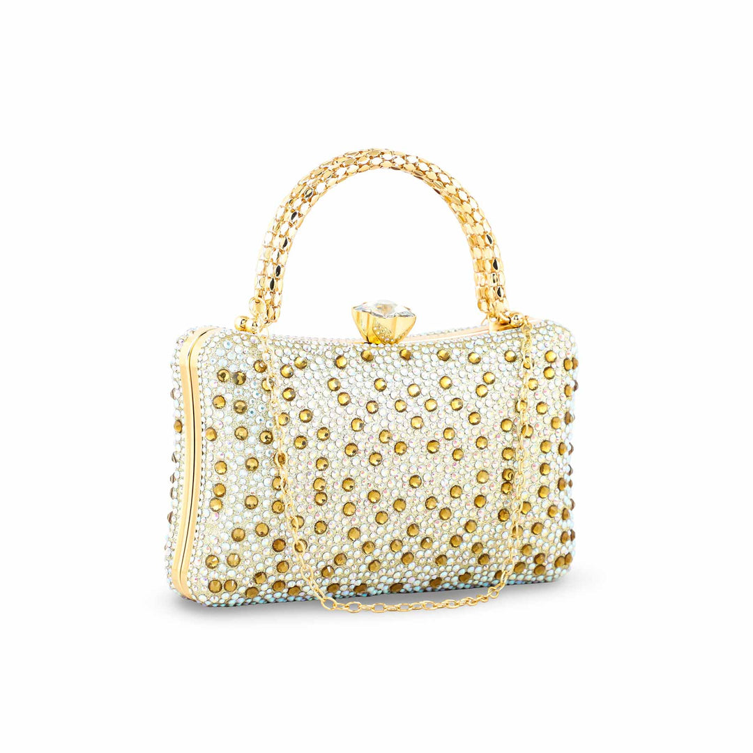 Golden Fancy Clutch For Ladies P24386