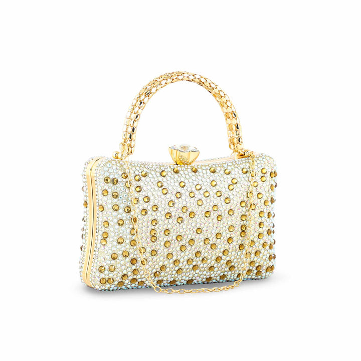 Golden Fancy Clutch For Ladies P24386