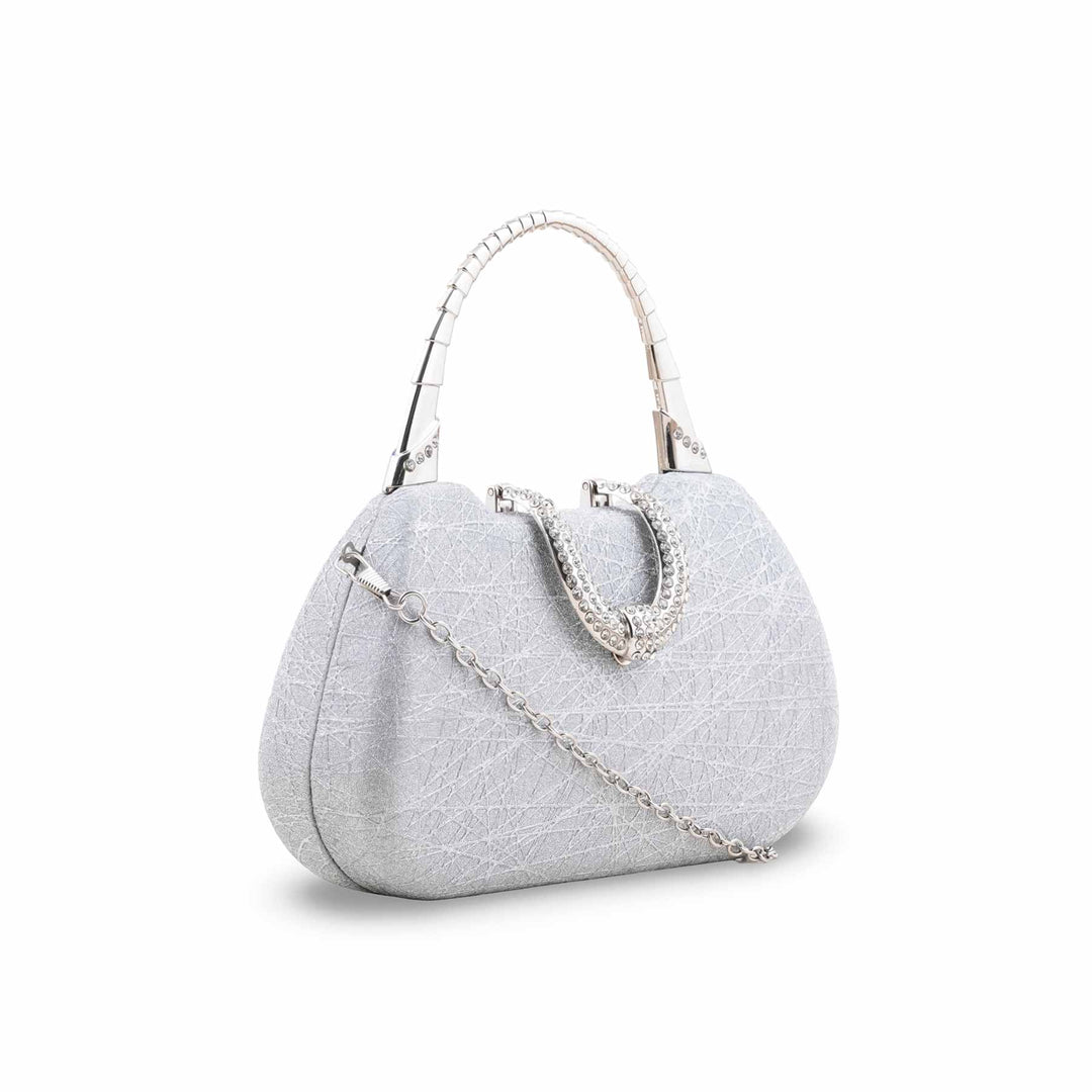 Silver Fancy Clutch For Women P24402