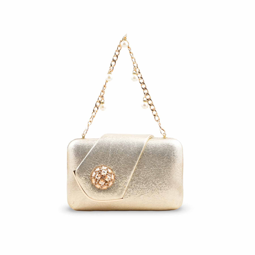 Golden Fancy Clutch For Ladies P24407