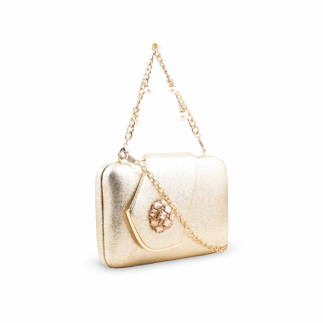 Golden Fancy Clutch For Ladies P24407