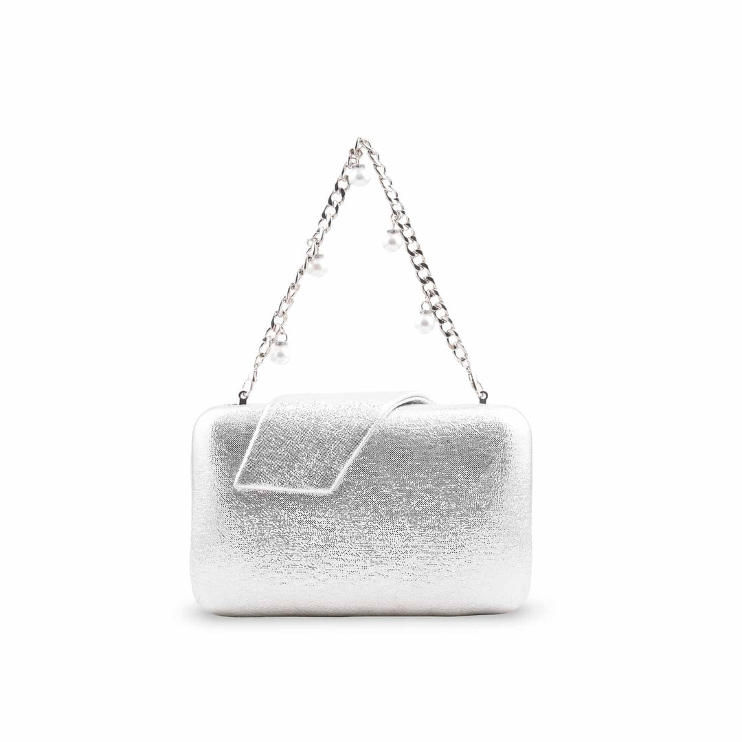 Silver Fancy Clutch For Ladies P24407