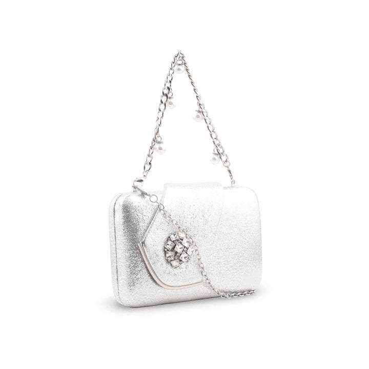 Silver Fancy Clutch For Ladies P24407