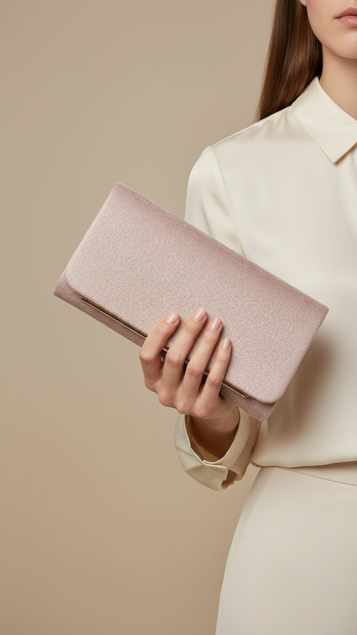 Champagne Fancy Clutch For Ladies P24421