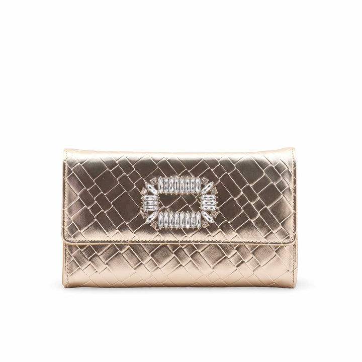 Golden Formal Clutch For Ladies P24423