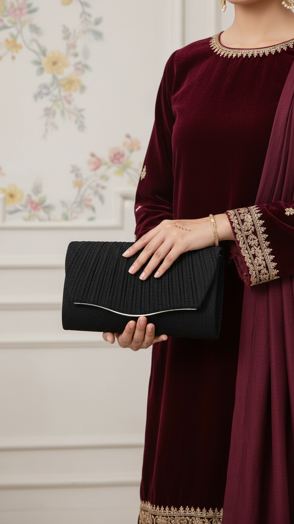 Black Fancy Clutch For Women P24427