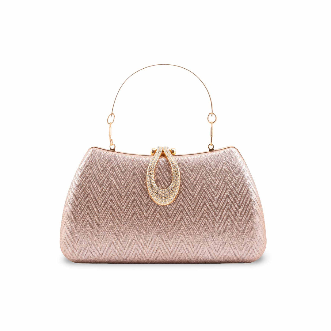Champagne Fancy Clutch For Ladies P24433
