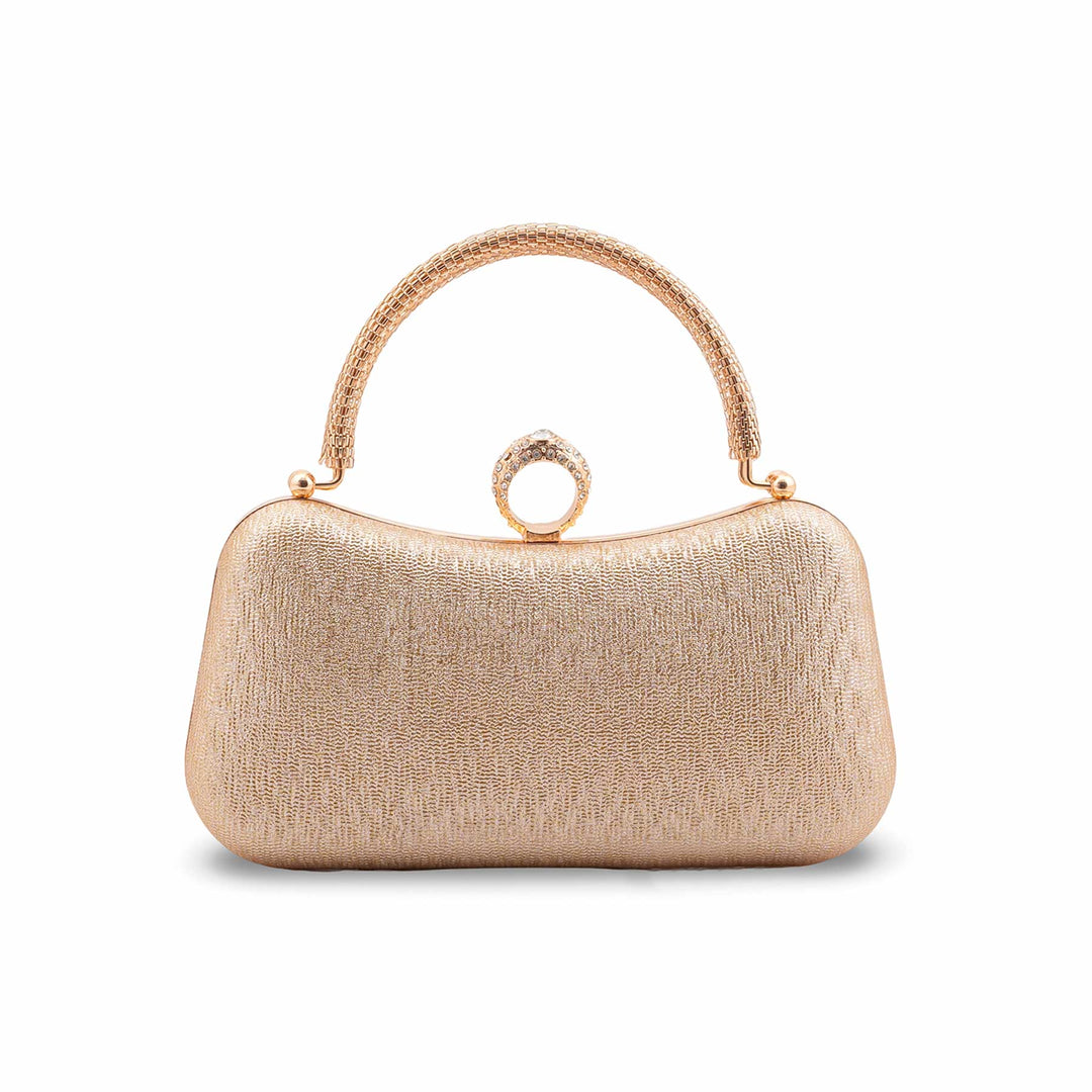 Golden Formal Clutch For Ladies P24437