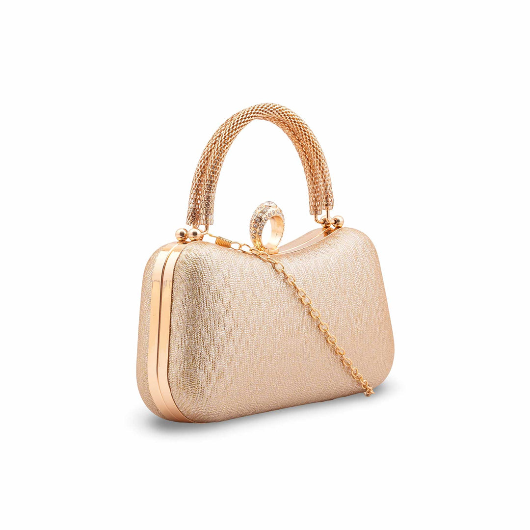 Golden Formal Clutch For Ladies P24437