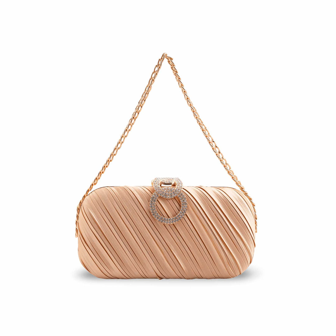 Golden Formal Clutch For Ladies P24440