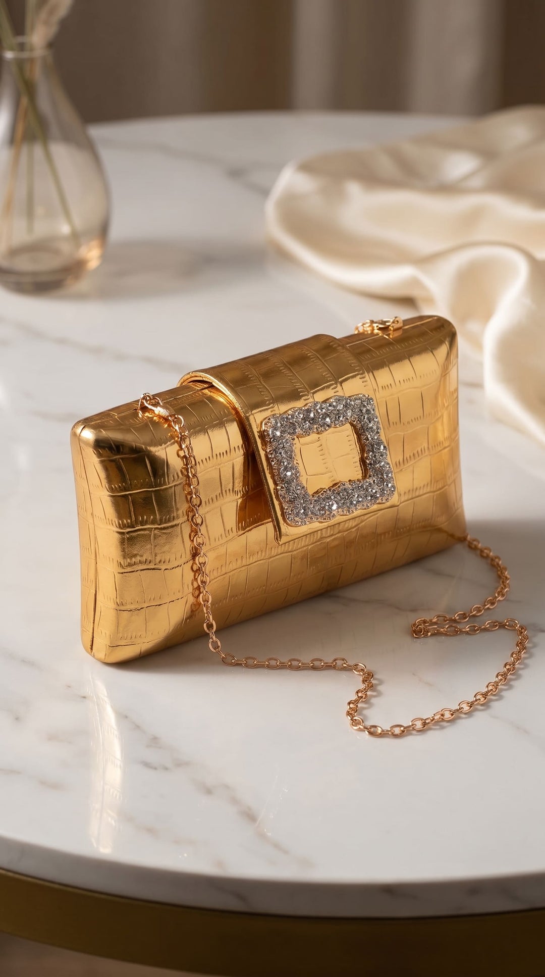 Golden Formal Clutch For Women P24443