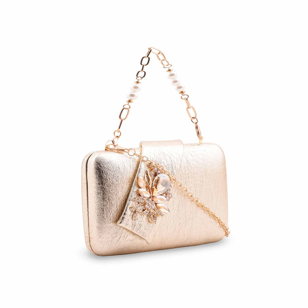 Golden Fancy Clutch For Ladies P24446