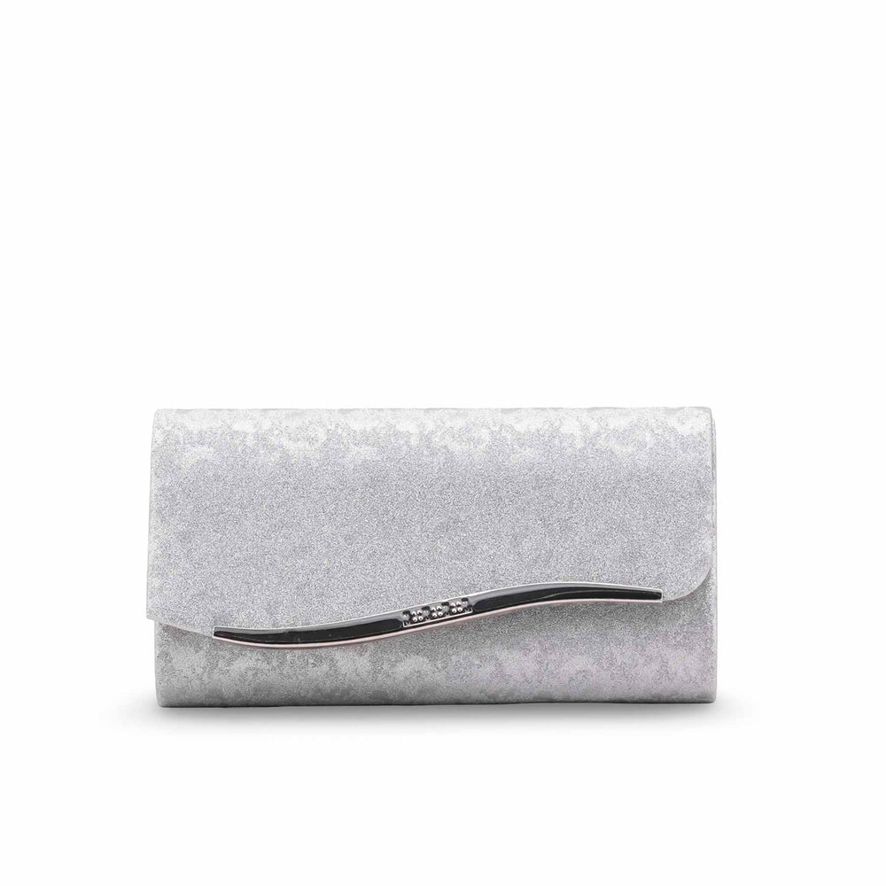 Silver Fancy Clutch For Ladies P24458