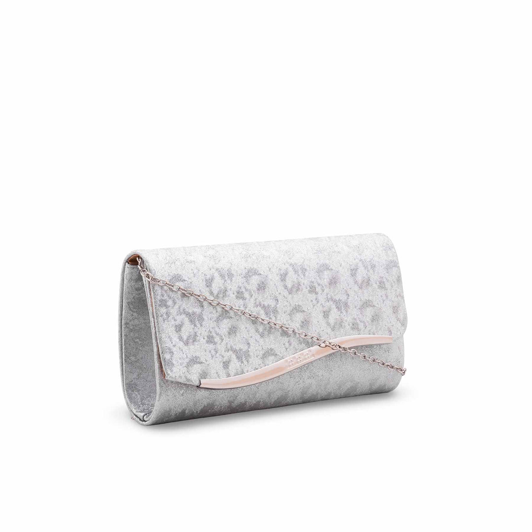 Silver Fancy Clutch For Ladies P24458