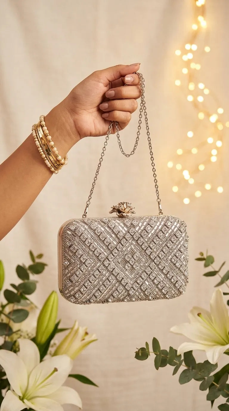 Silver Bridal Clutch P24550