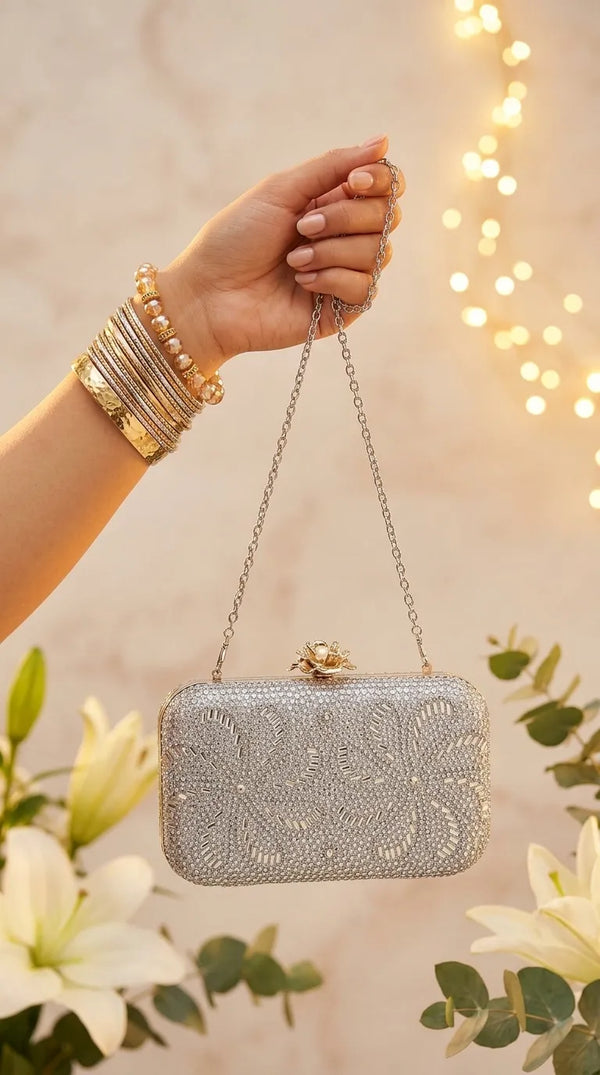 Silver Bridal Clutch P24551