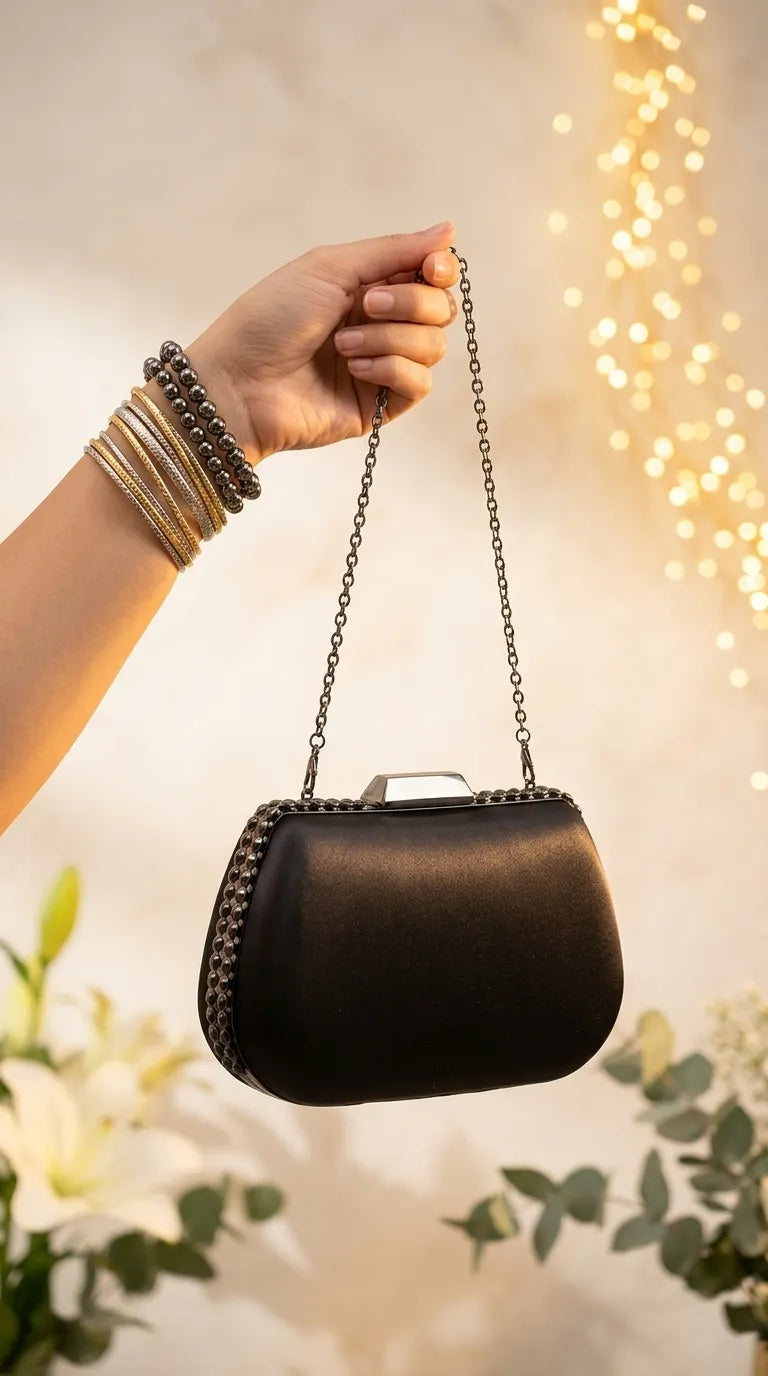Black Formal Clutch For Ladies P24553
