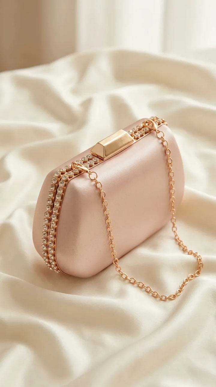 Golden Formal Clutch For Ladies P24553