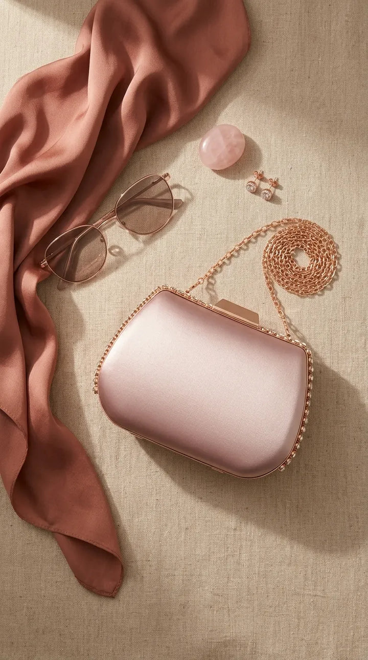 Golden Formal Clutch For Ladies P24553