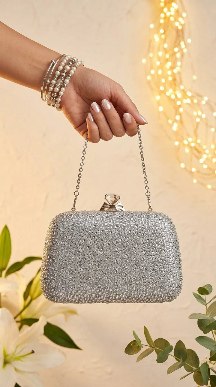 Silver Bridal Clutch P24557