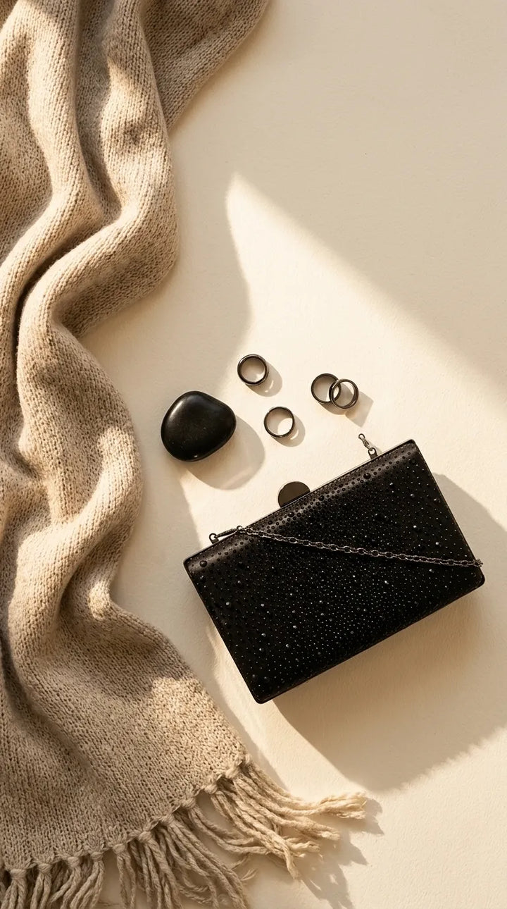 Black Fancy Clutch For Ladies P24559