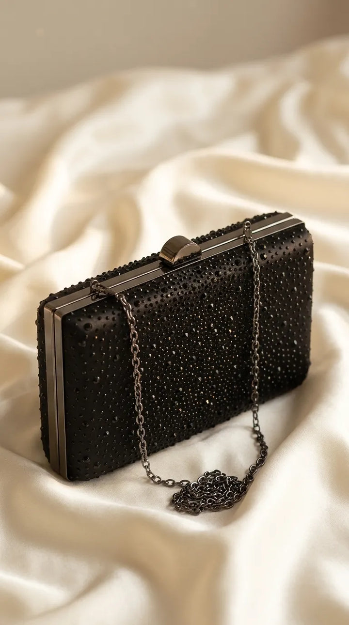 Black Fancy Clutch For Ladies P24559