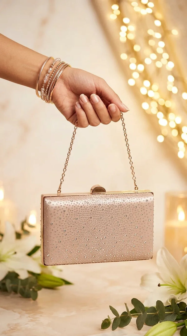 Golden Fancy Clutch For Ladies P24559