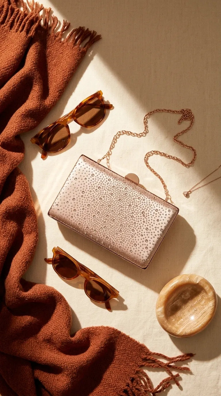 Golden Fancy Clutch For Ladies P24559