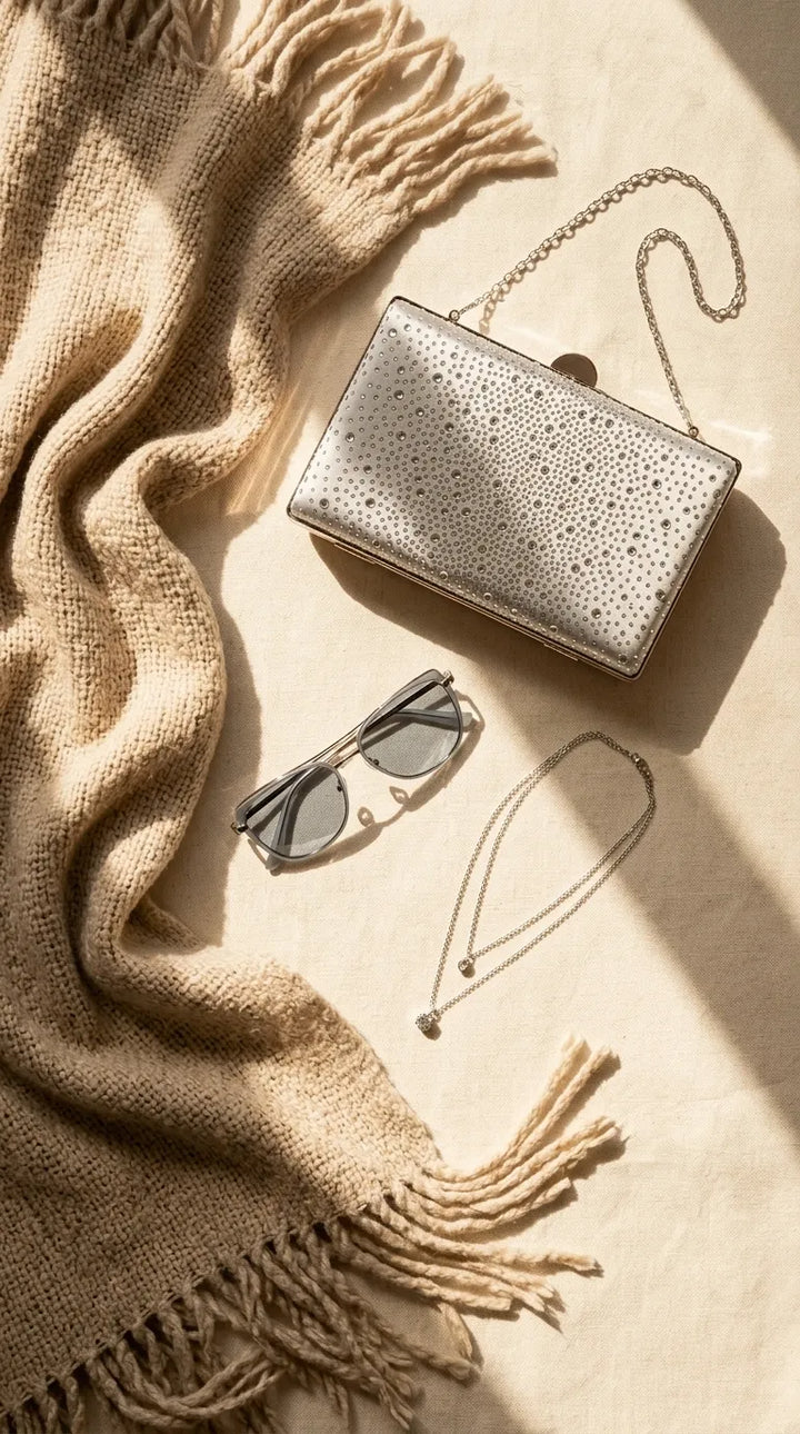 Silver Fancy Clutch For Ladies P24559