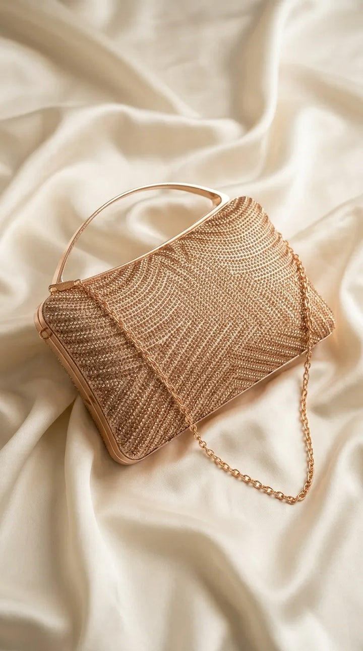 Golden Fancy Clutch For Ladies P24560
