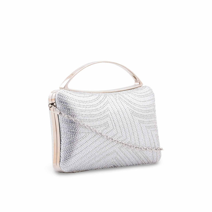 Silver Fancy Clutch For Ladies P24560