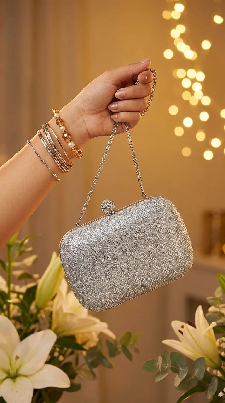 Silver Bridal Clutch P24561