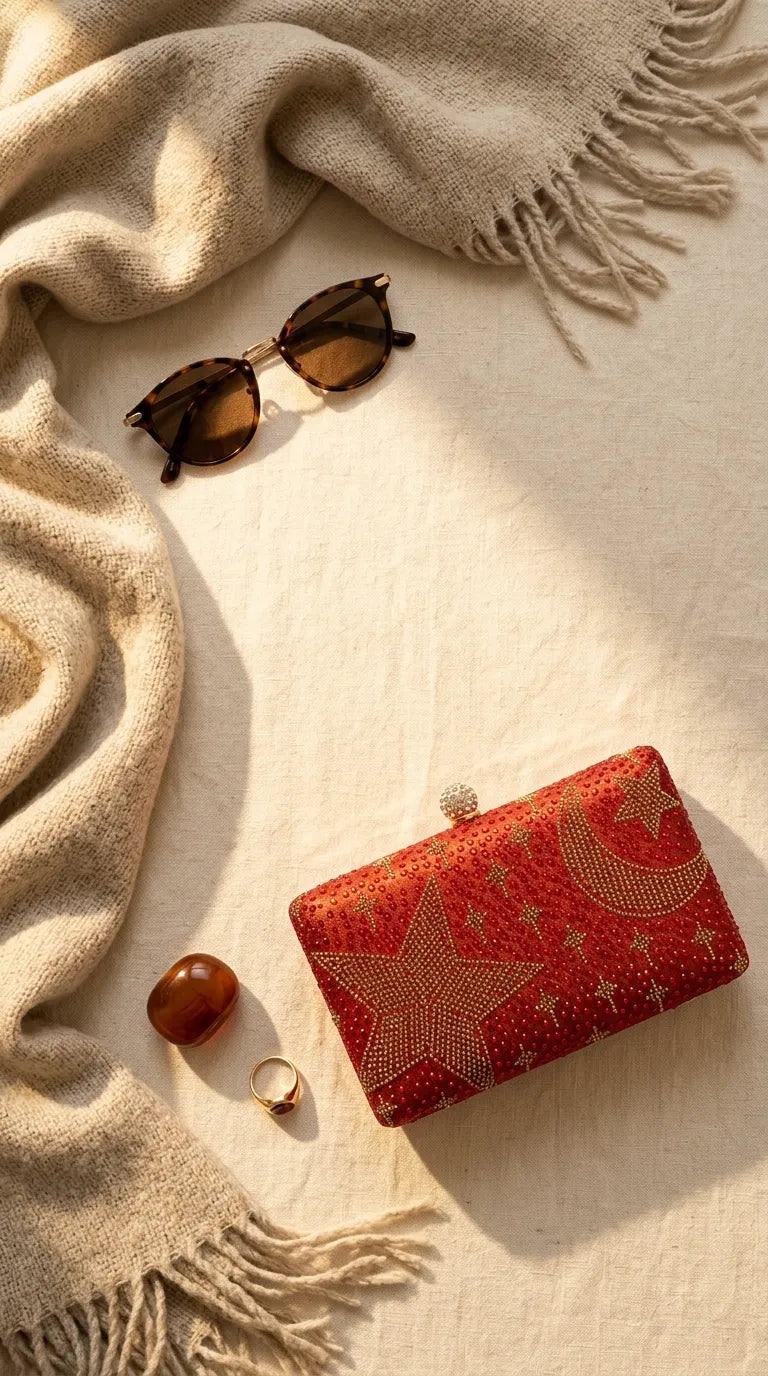 Red Fancy Clutch For Ladies P24562