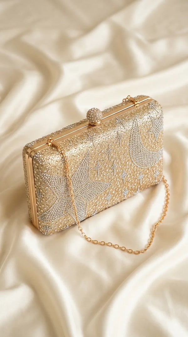 Golden Fancy Clutch For Ladies P24562