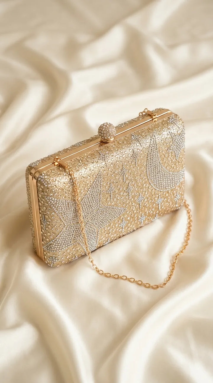 Golden Fancy Clutch For Ladies P24562