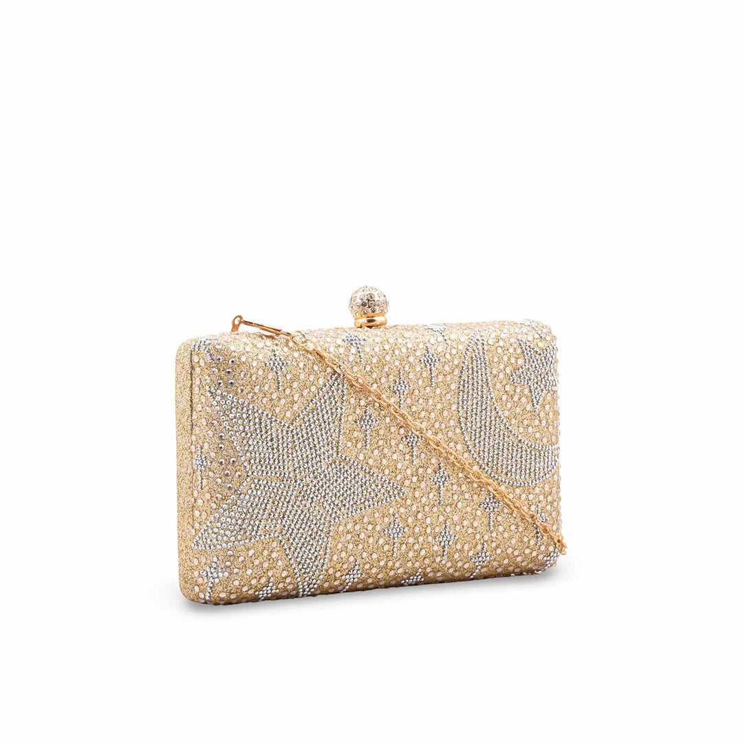Golden Fancy Clutch For Ladies P24562