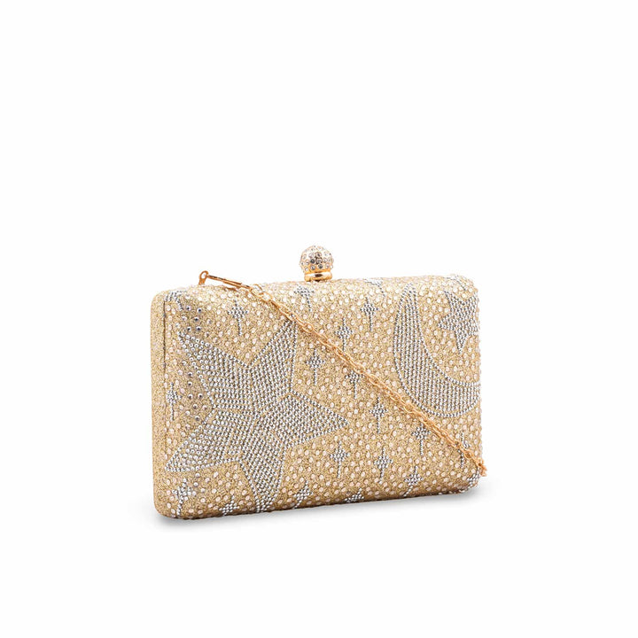 Golden Fancy Clutch For Ladies P24562