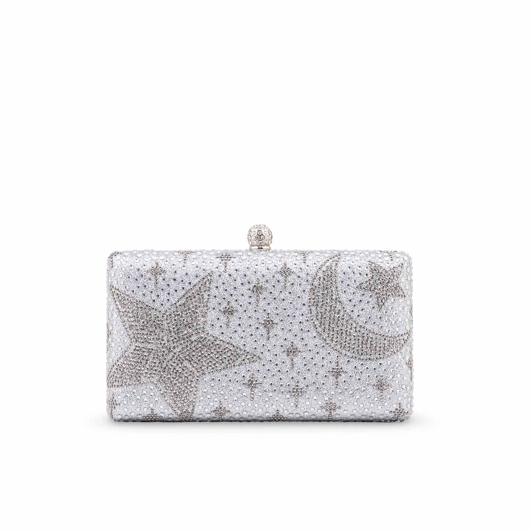 Silver Fancy Clutch For Ladies P24562