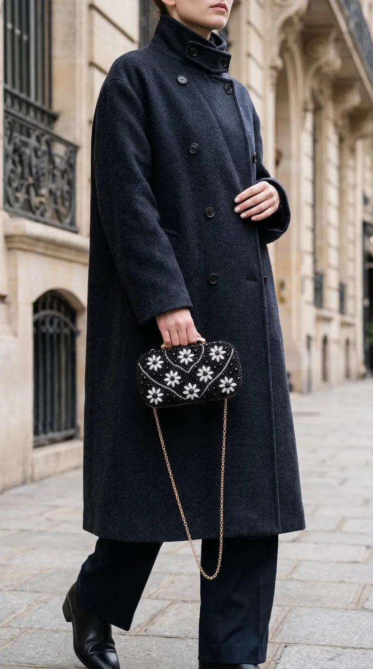 Black Fancy Bridal Clutch P24566
