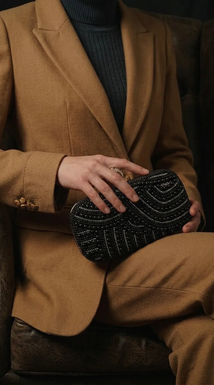 Black Fancy Bridal Clutch P24567