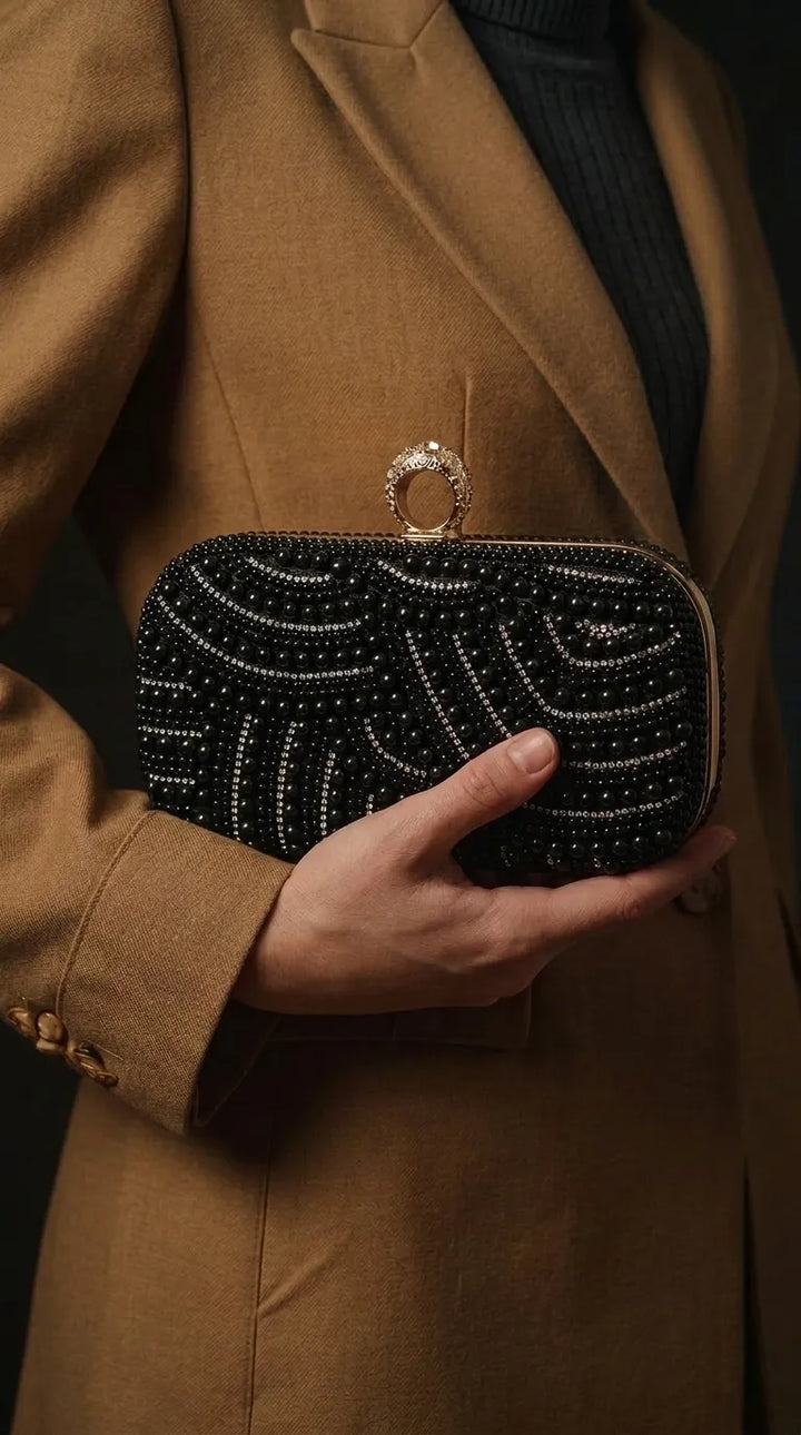 Black Fancy Bridal Clutch P24567
