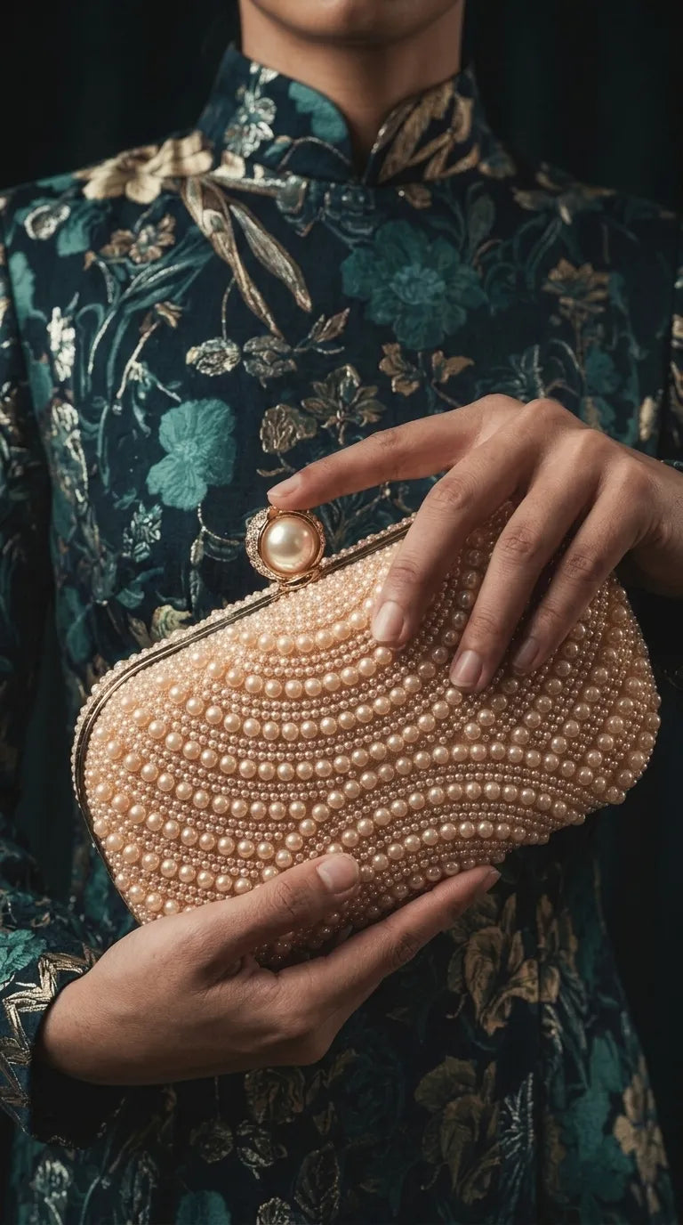 Golden Fancy Bridal Clutch P24568