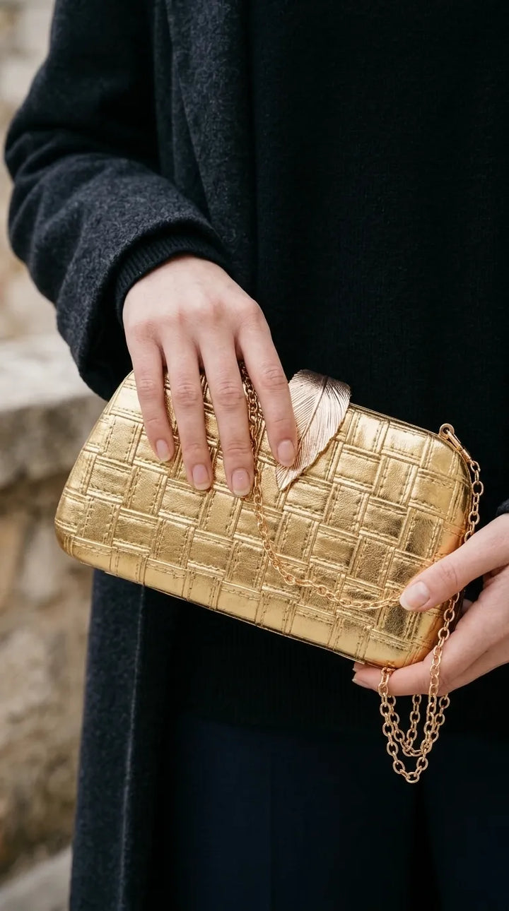Golden Fancy Clutch For Women P24573