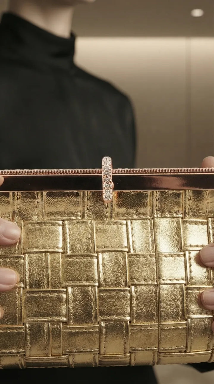 Golden Fancy Clutch For Women P24574
