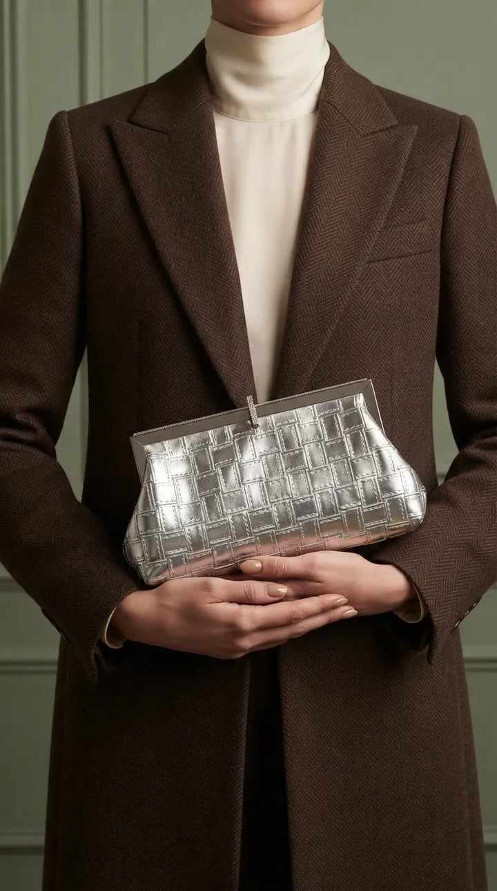 Silver Fancy Clutch For Women P24574